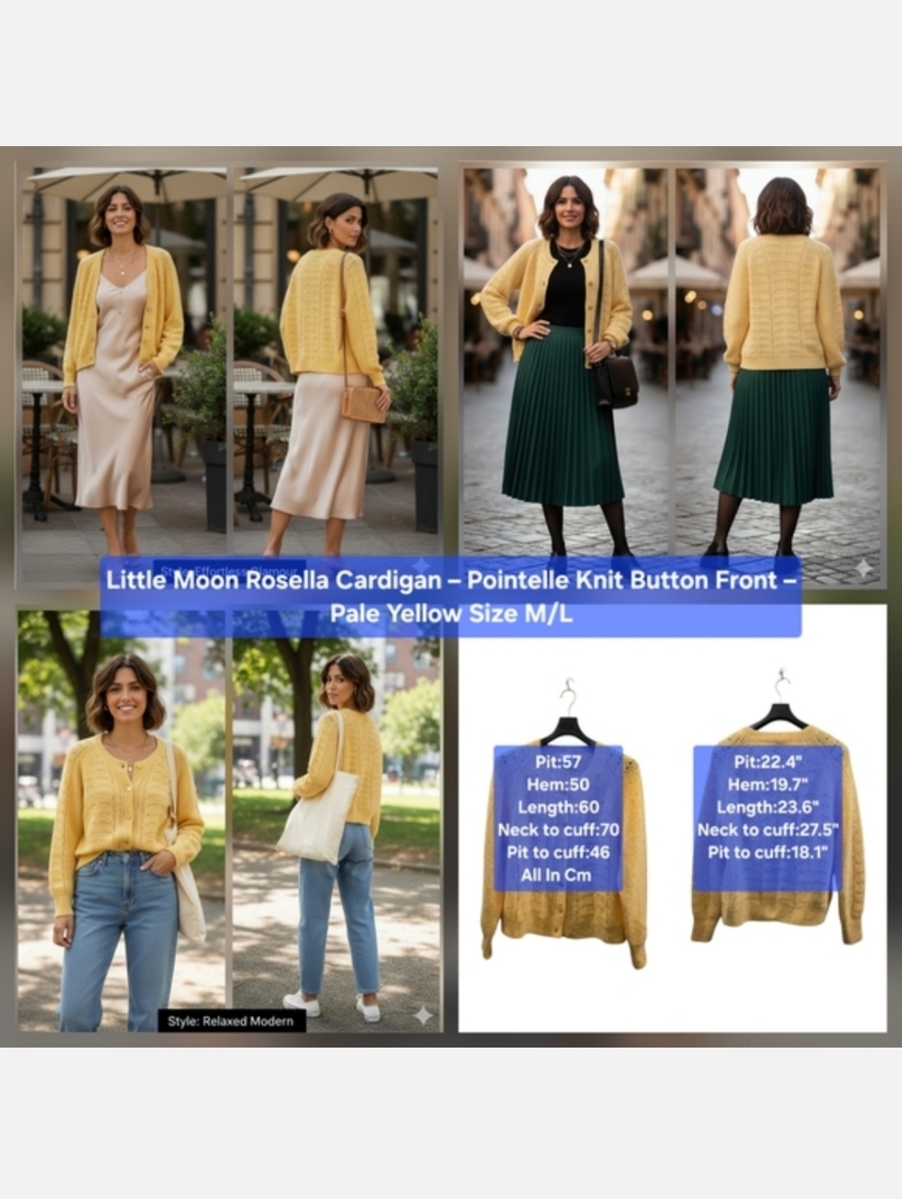 ​Little Moon Rosella Cardigan – Pointelle Knit Button Front Size M/L